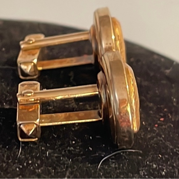 1940s-vintage signed Anson oval shaped gold plated retriever/spaniel cuff links - Picture 11 of 15